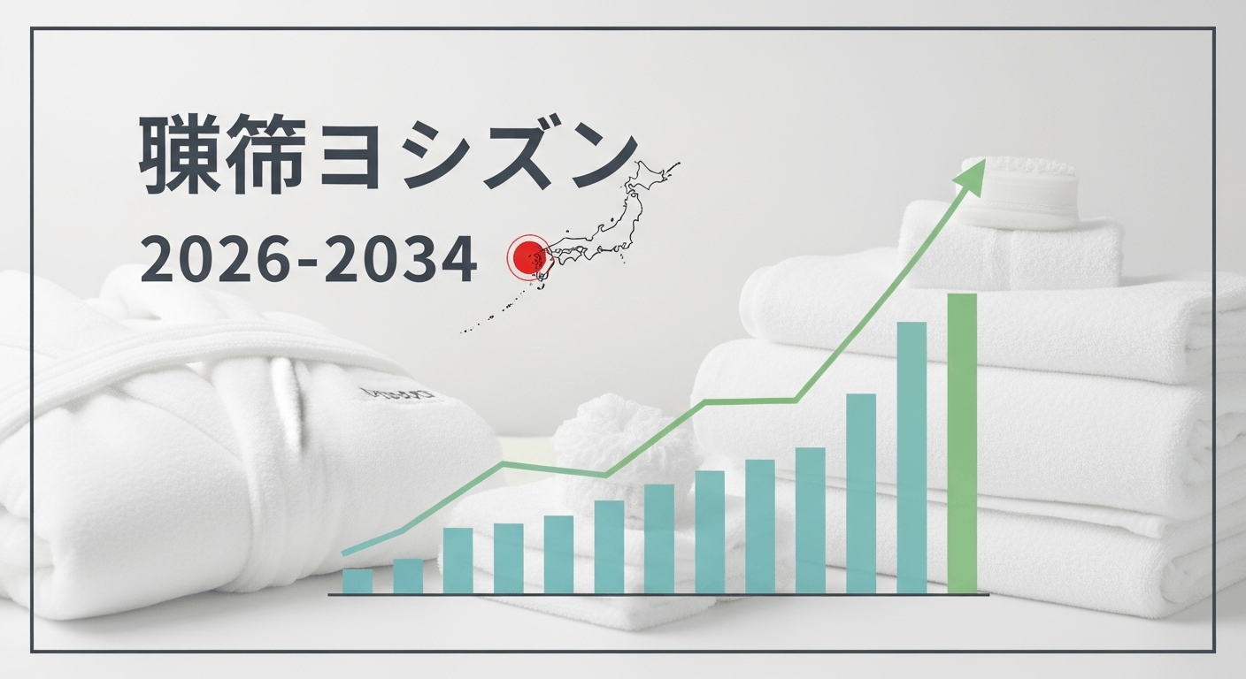 日本のバスリネン市場の見通し：小売チャネル全体で持続的な成長が見込まれ、2034年までに8億7,450万米ドルに達すると予測（年平均成長率4.14%）