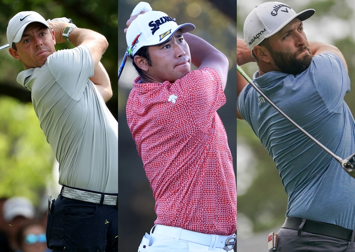 左からローリー・マキロイ、松山英樹、ジョン・ラーム