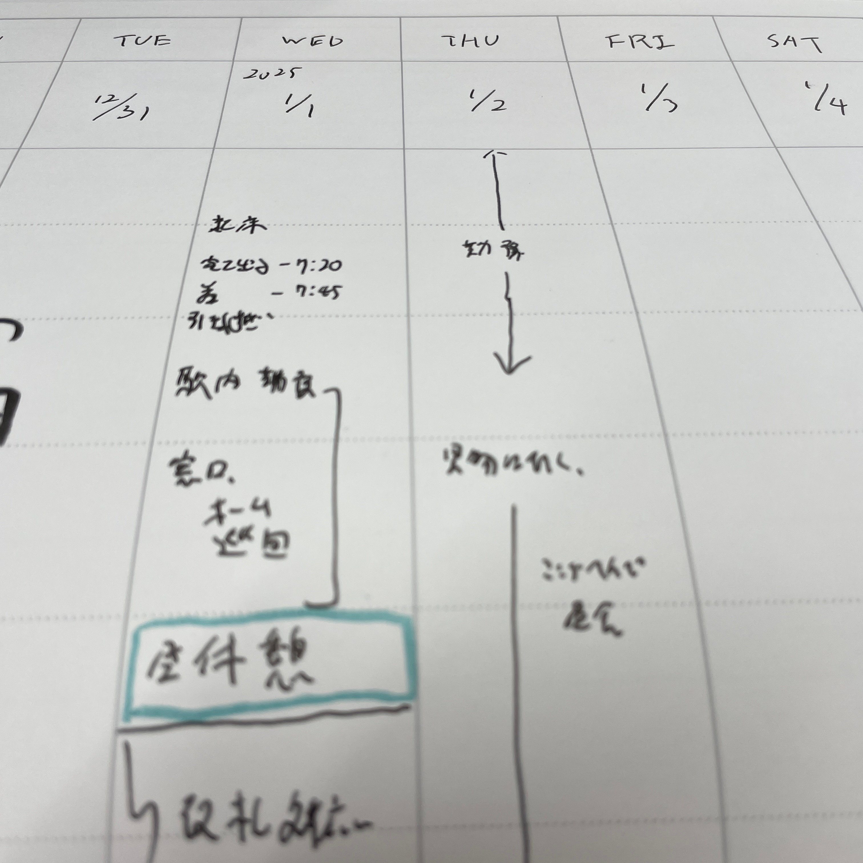 7Days版 記入例その2