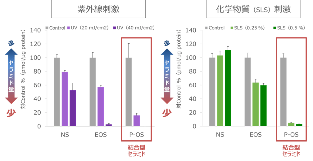 図3 外部刺激による結合型セラミドへの影響*4