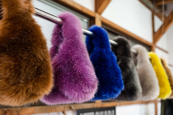 <(岡田織物)おさんぽエコファーバッグ>