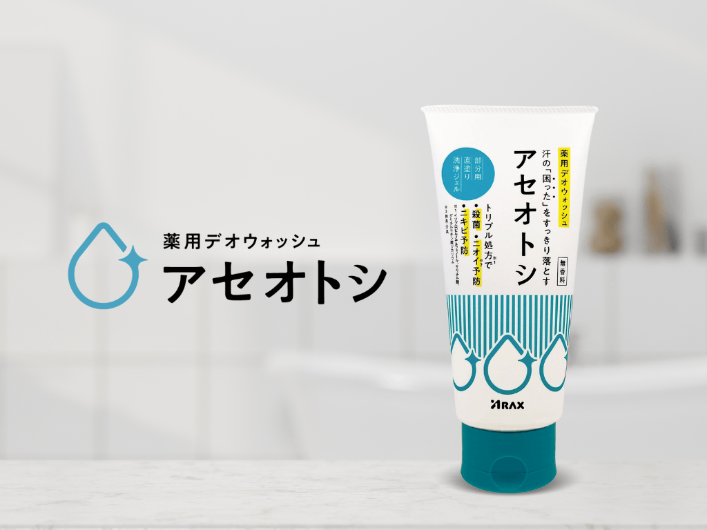 汗の「困った」をすっきり落とす！ニオイ・ニキビを防ぐ薬用成分配合、薬用デオウォッシュ『アセオトシ』