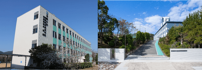 支援制度の対象となる近畿大学附属新宮高等学校・中学校(左)、近畿大学附属豊岡高等学校・中学校(右)