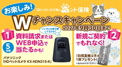 SBIいきいき少額短期保険 ペット保険Wチャンスキャンペーン