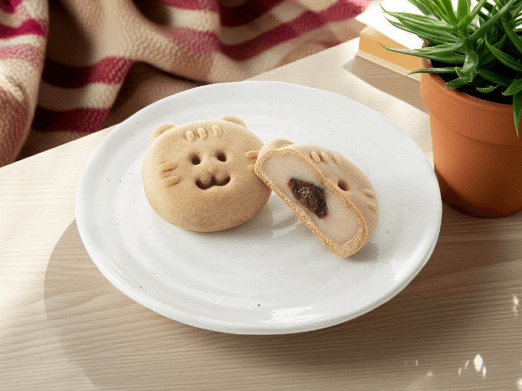 【饅頭】ページ 和菓子の「あわしま堂」、愛媛県産はだか麦を使ったお饅頭 「ねこの