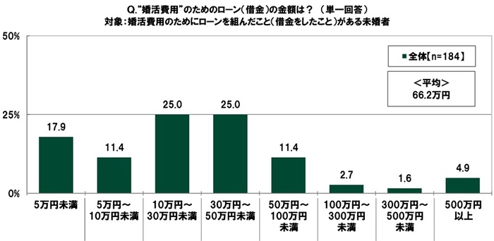 “婚活費用”のためのローン(借金)の金額