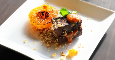 みかんのコンポートとザッハトルテ