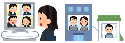 オンライン企業説明会のイメージ:学生がWEB上で企業の採用担当者と顔を合わせながら説明をうける
