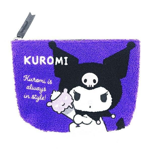 サンリオからクロミの鮮やかなパープルが派手なさがらポーチ！さがら刺繍のふわもこに癒される、クロミ推し必見のポーチです。