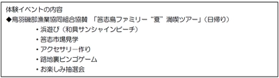 「答志島ファミリー“夏”満喫ツアー 」を実施します