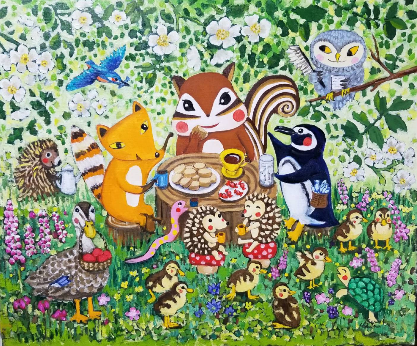 「春のお茶会」油彩12F 528,000円(税込)