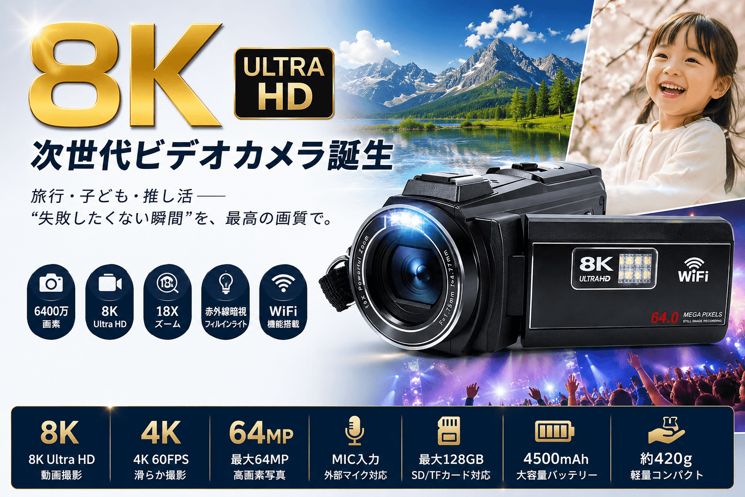 8K UHD デジタルビデオカメラ 旅行・子ども・推し活―“失敗したくない瞬間”のための8K Ultra HD対応