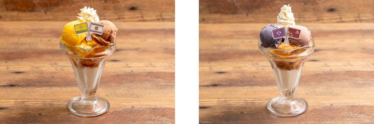 ▲第1弾 四天宝寺&聖ルドルフパフェ/▲第2弾 比嘉&六角パフェ