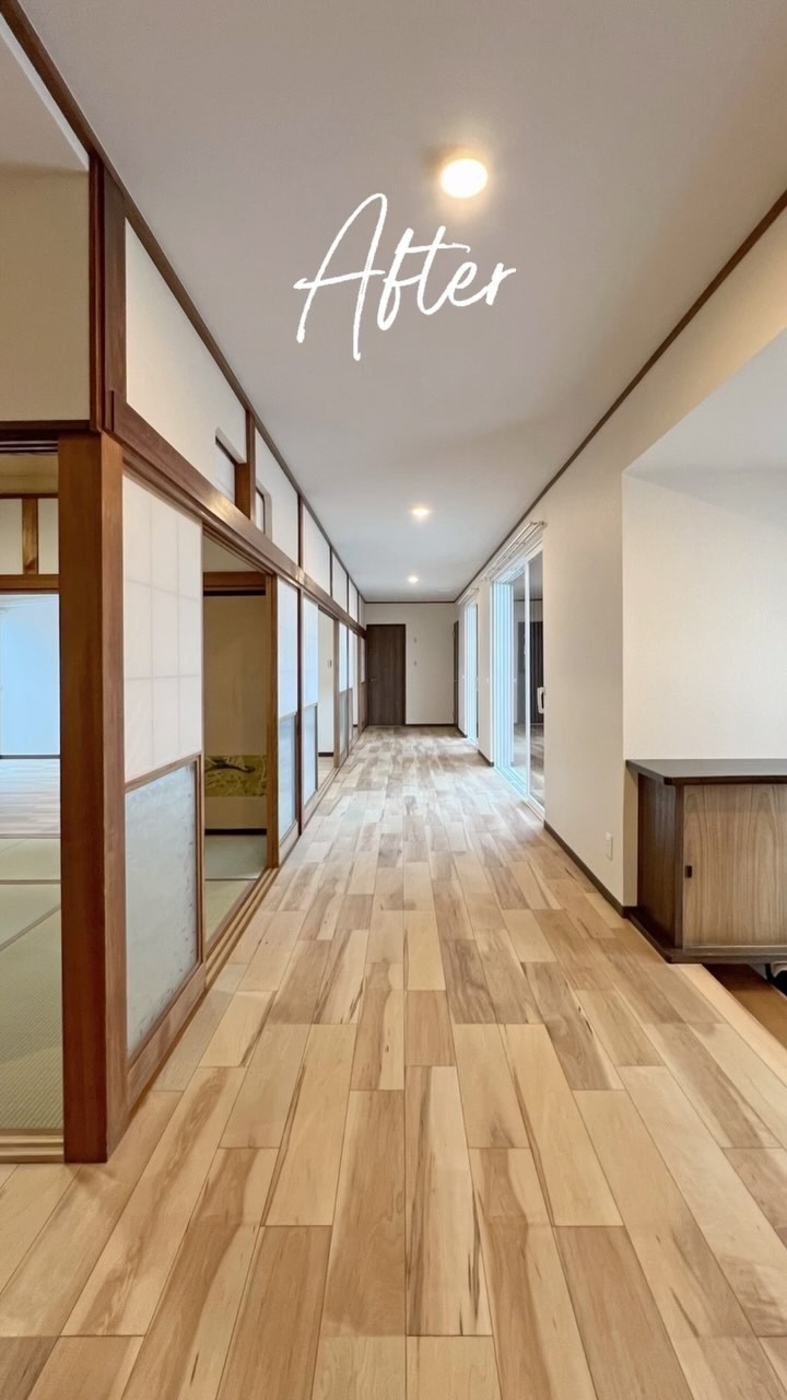 古民家の改良した廊下のフローリング