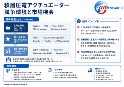 上記の図表／データは、QYResearchの最新レポート「2026～2032年のグローバル積層圧電アクチュエーター市場調査レポート」から引用されている。ランキングは2025年のデータに基づいている。現在の最新データは、当社の最新調査データに基づいている。Email: japan@qyresearch.com