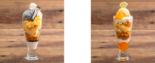 ▲ヨハネのブラウニーパフェ/▲チカのみかんかき氷風パフェ