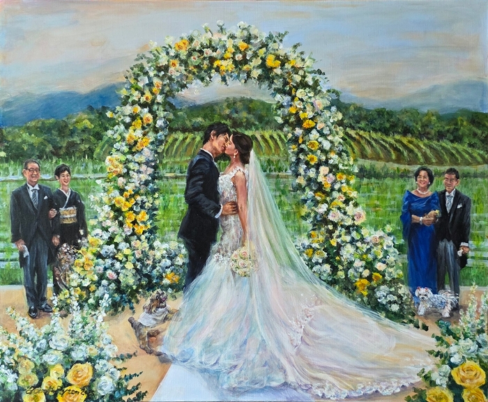 天国の愛犬も写真から絵に加えることができます