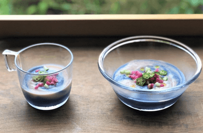 附属農場産じゃがいも2種を使用した冷製ビシソワーズ