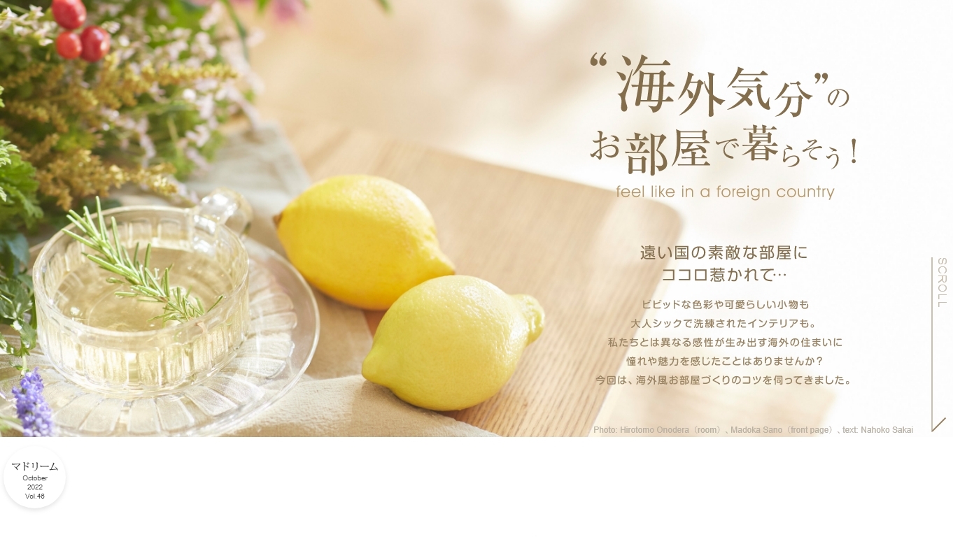 「マドリーム」Vol.46第一特集:海外気分の2つの部屋