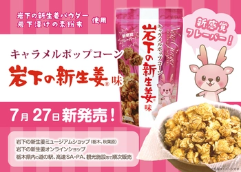甘い×旨い×スパイシー！新感覚フレーバー『キャラメルポップコーン 岩下の新生姜味』7月27日新発売