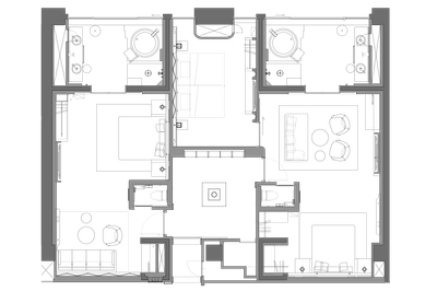 2室およびホワイエ　平面図