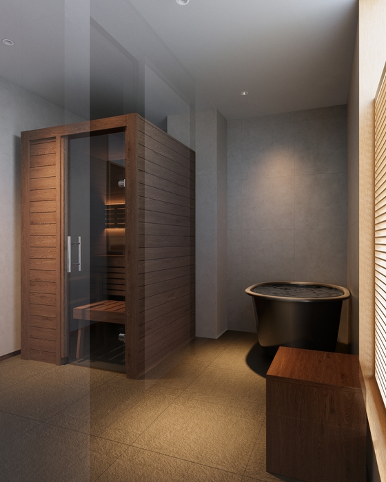 専用サウナ・水風呂付きのユニバーサル対応客室（完成イメージ）