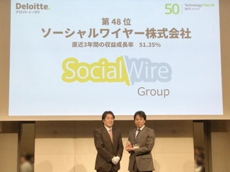 ソーシャルワイヤー、 第15回「日本テクノロジー Fast50」を4年連続5度目の受賞