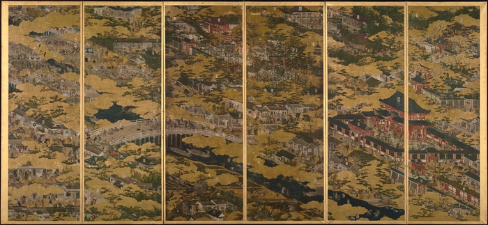 国宝「洛中洛外図屏風(舟木本)」右隻 岩佐又兵衛筆 江戸時代・17世紀 東京国立博物館蔵