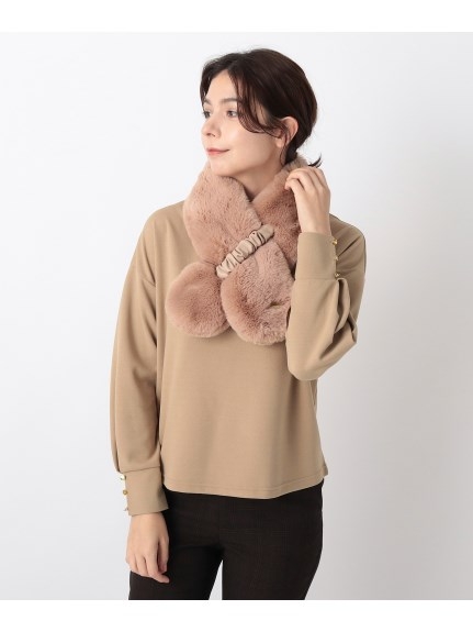 FURLA(フルラ)ファーマフラー 差し込み フェイクレザー ロゴプレート付25-135-22007