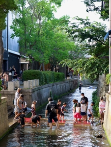 長浜市、旧市街地を流れる米川。地域の人に親しまれています