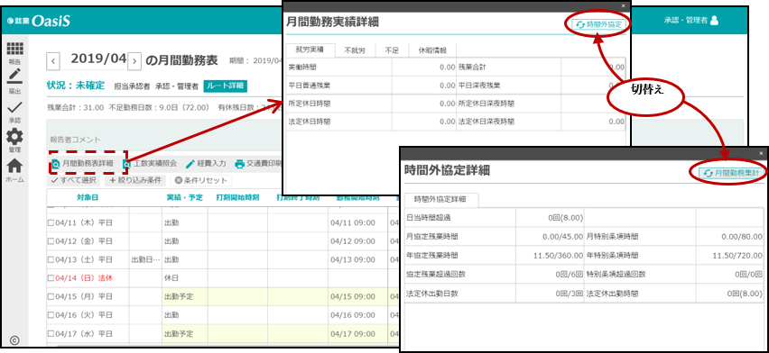 月間勤務表詳細