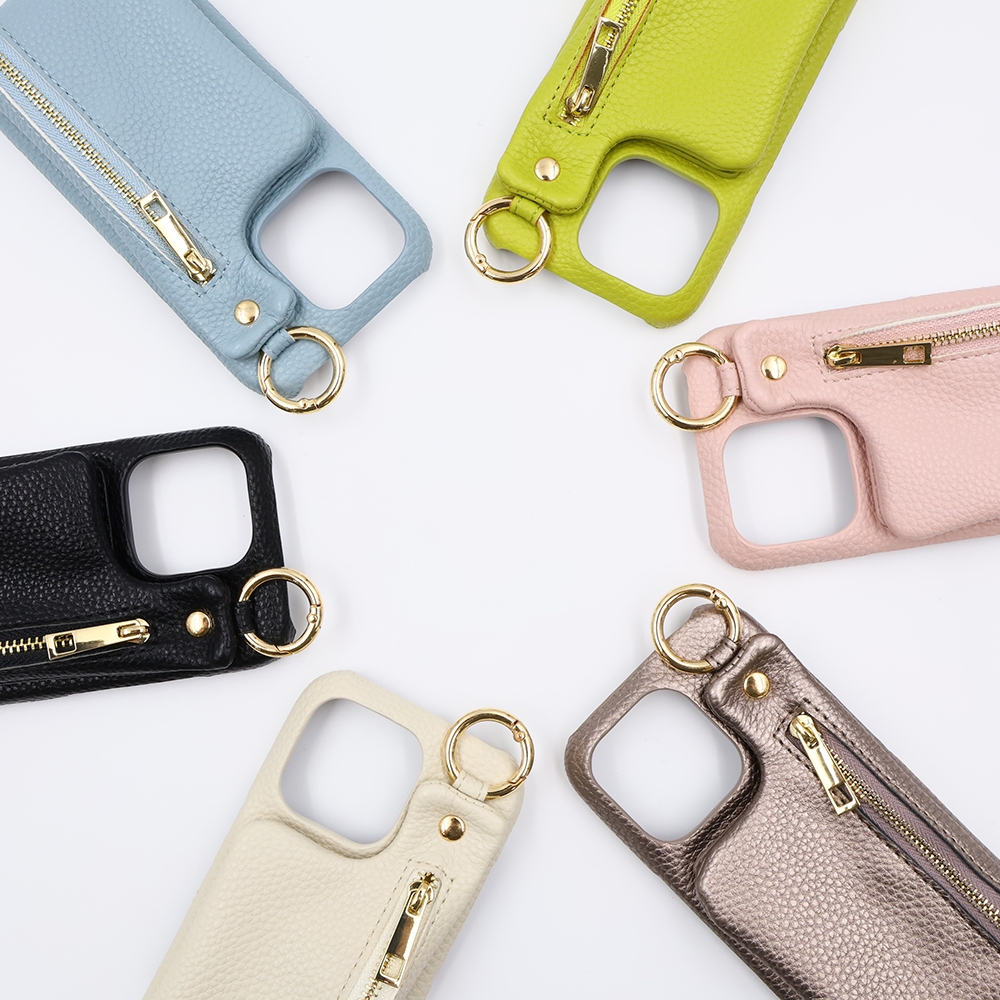 m1n1 ミニ ショルダー ネック ストラップ ポーチ付き オープンレザーケース