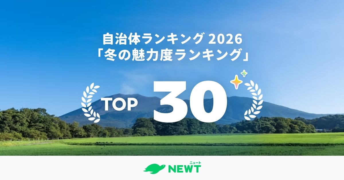 旅行アプリ『NEWT（ニュート）』、全国1,741自治体から選出！冬の魅力度を徹底比較、注目の自治体ランキングTOP30