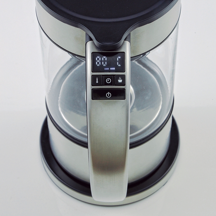 温度設定(75/80/85/90/95/100℃/COLD)・抽出時間(ホット:1~8分、水出し:20~40分)設定ディスプレイ