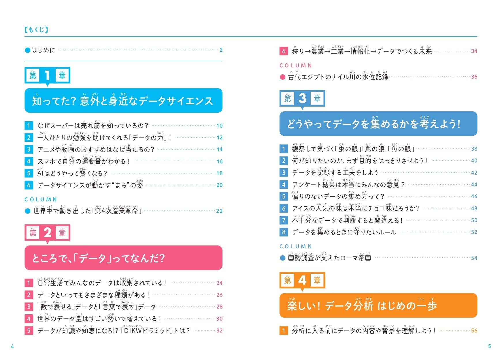 『こどもデータサイエンス なぜデータサイエンスが必要なのかがわかる本』もくじ①