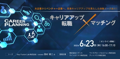 注目のベンチャー企業で新しいキャリアに挑戦したい人を応援。 人材マッチングイベント「キャリアアップ・転職×マッチング by KBIC」を 6月23日(木)に開催。