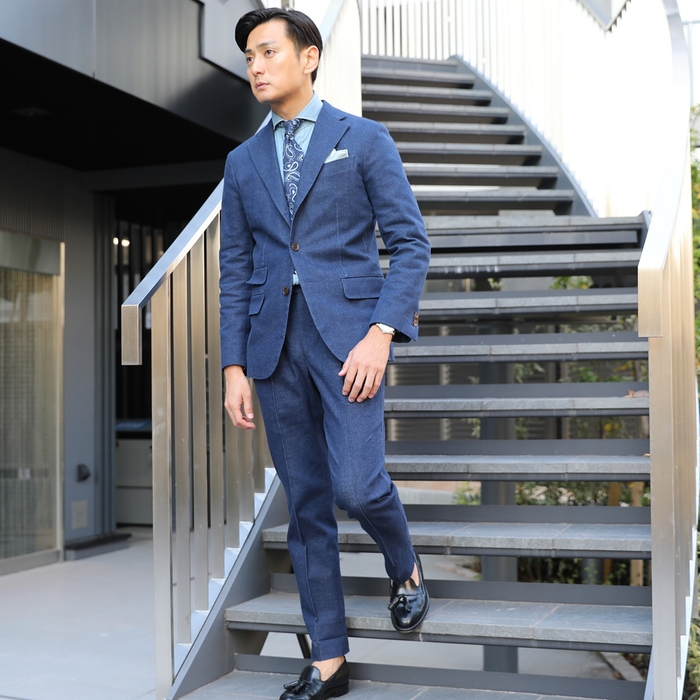 色落ちしないデニムスーツ