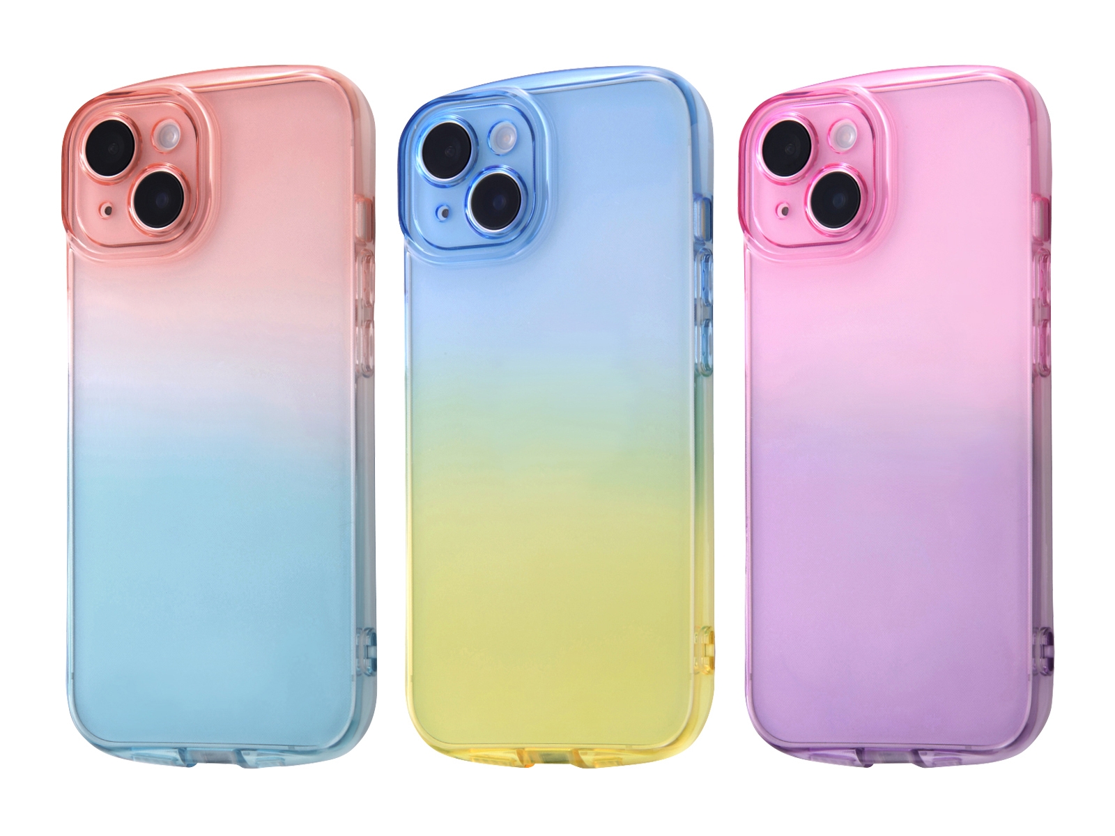 カラーバリエーション 左からレッド/ブルー、ブルー/イエロー、ピンク/パープル