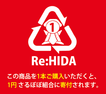 1本購入で1円さるぼぼ組合に寄付する仕組みと、マークデザイン。