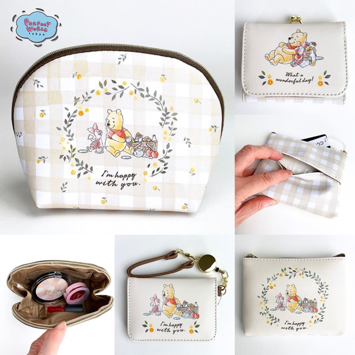 こんにちは♪ ディズニーのプーさんから、淡いタッチがかわいいピクニックシリーズが加わりました。ポーチから財布まで、アイテムの種類も豊富に揃っているので、シリーズで揃えたくなるかわいさですよ。