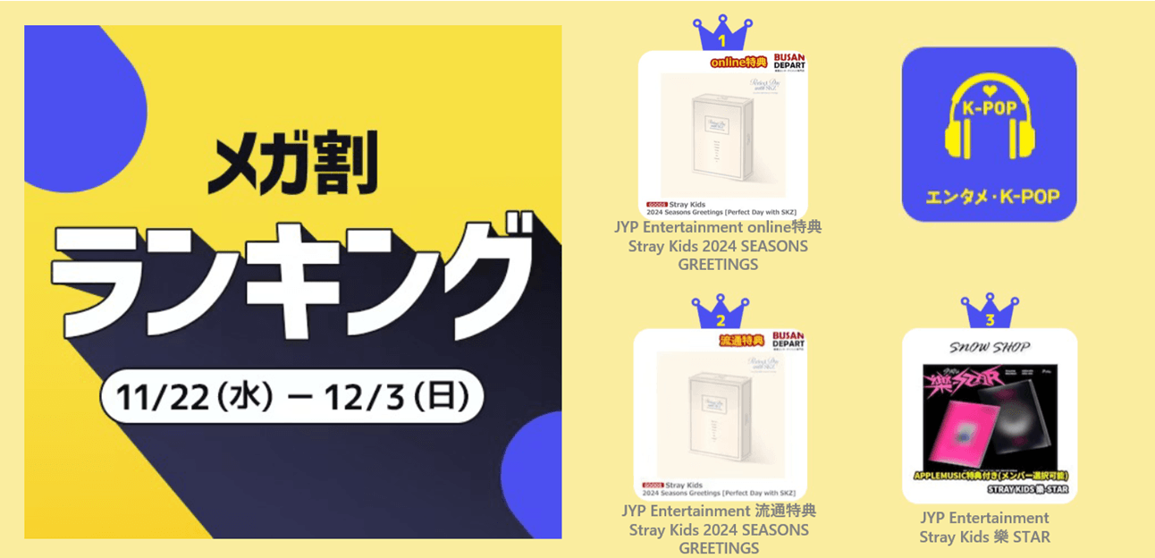 <エンタメ・K-POP>1位 JYP Entertainment Stray Kids 2024 SEASONS GREETINGS