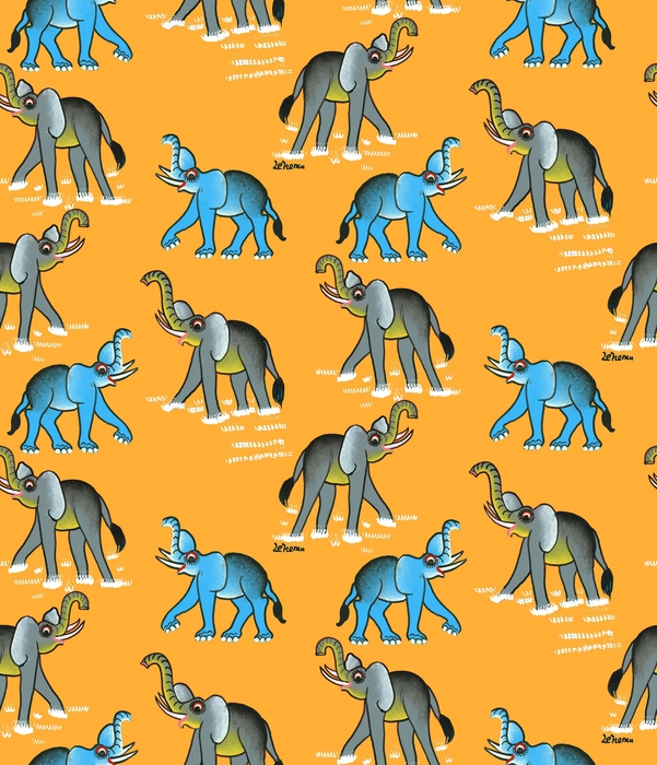 ティンガティンガ布(ゾウ)