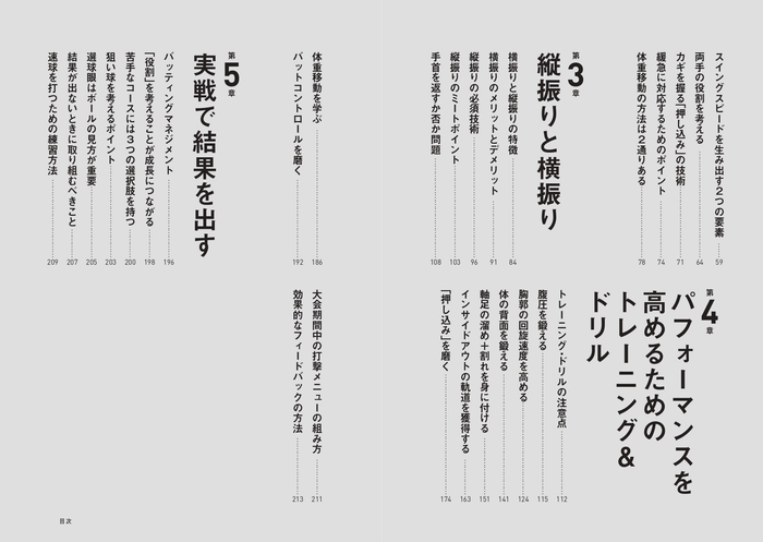 『新しい高校野球の教科書 新基準バット時代の打撃技術と科学的コーチング』目次②