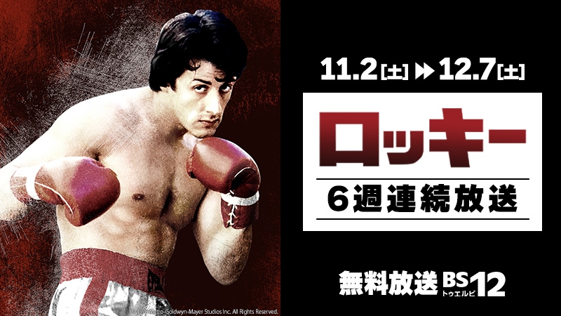 シルベスター・スタローン主演、ボクシング映画の金字塔 「ロッキー」6週連続放送! 初回11月2日(土)よる7時~ BS12 トゥエルビ で
