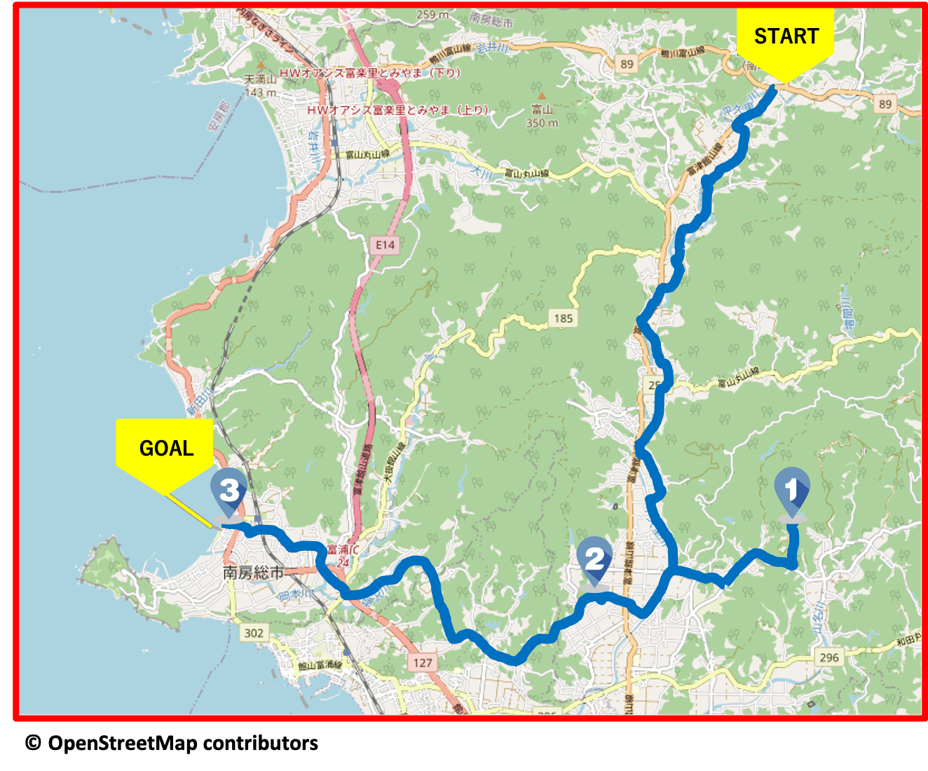 コース(2) 安房の田園風景と絶景を満喫!!里山コース MAP