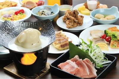 栃木県産食材を使用した鍋料理とハーフビュッフェの＜ご夕食＞