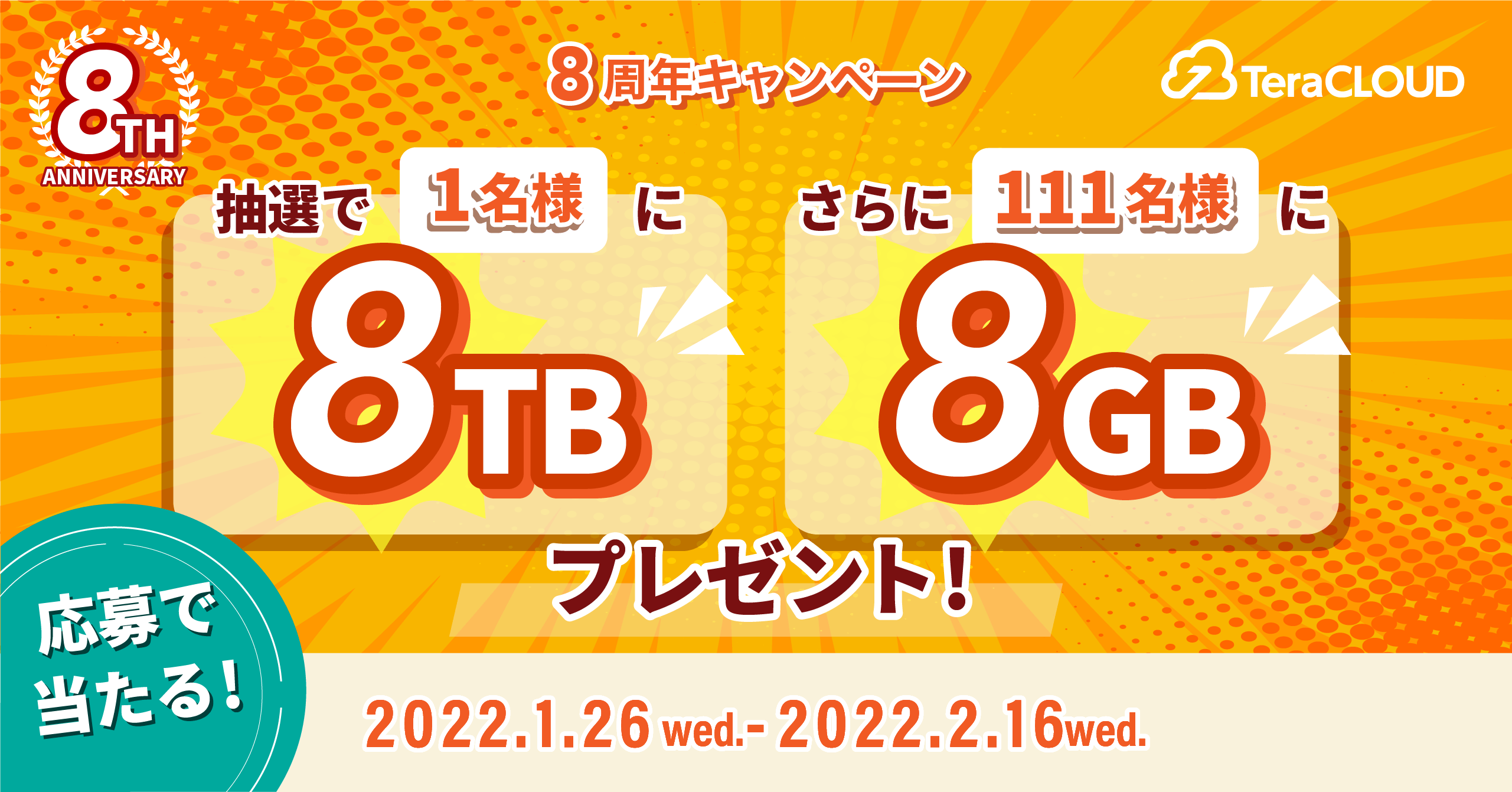 8TBが当たる!総容量8,888GBプレゼント