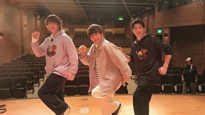 左から：中田廉、岡田圭右（ますだおかだ）、安部友裕