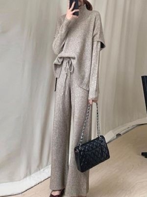 【OTONA韓国】レディース3ピースセットアップニット(ベージュ)