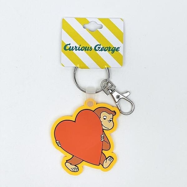 おさるのジョージラバーキーホルダー。ポップなカラーでワンポイントに。